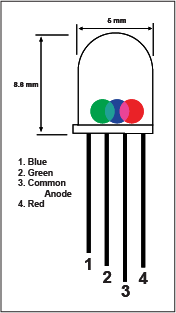 5mm Common Anode RGB LED COM22, R22 - Image 2