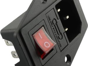 Black ON/OFF Red AC 250V 10A 3 Terminal Power Socket with Fuse Holder COM41, R15