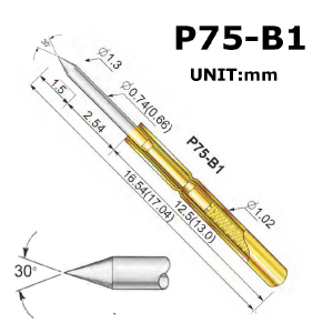 P75-B1 Spring Test Probes Pogo Pins Cusp Spear Head Dia 1.02mm COM45 - Image 2
