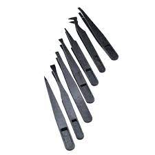 7pcs Straight Bend Antistatic Plastic Tweezers Heat Resistant Repair Tool kit COM43