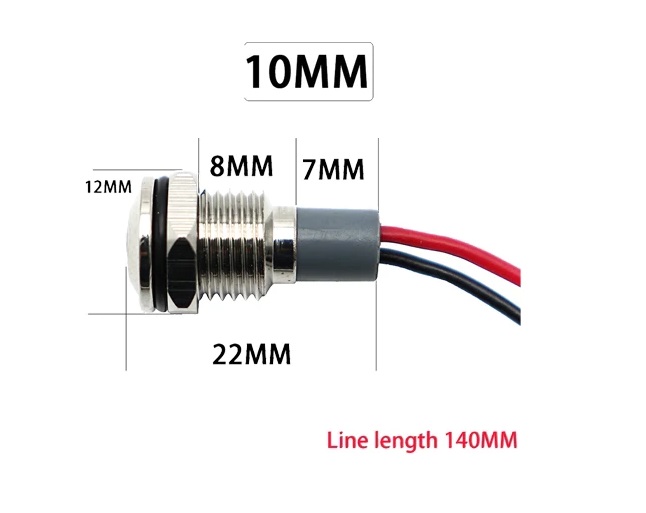 Waterproof IP67 12V 10mm Red LED Indicator Light DC Lamp COM54 ,R27 - Image 2