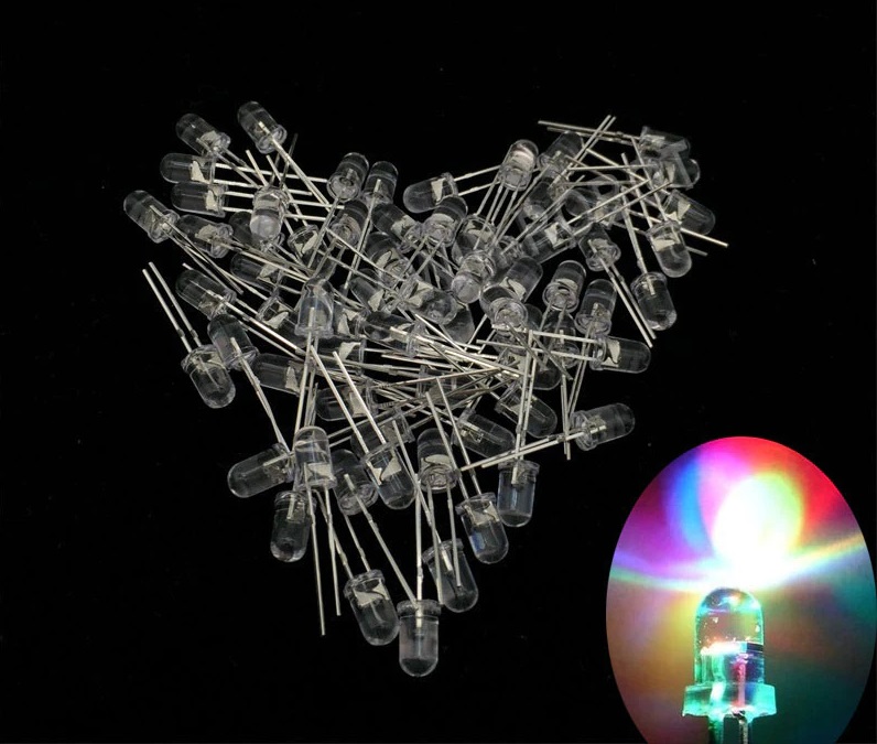 F5 5mm RGB Colorful Slow Flash LED Light Emitting Diode Round Head 2 Pin Three Colors COM22 , R22 - Image 2