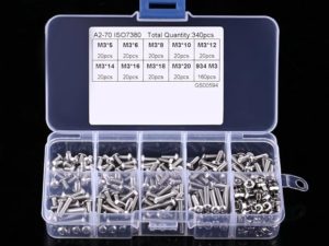 340pcs M3 304 Stainless Steel Hexagon Screws Nuts Box Kit COM37, R36