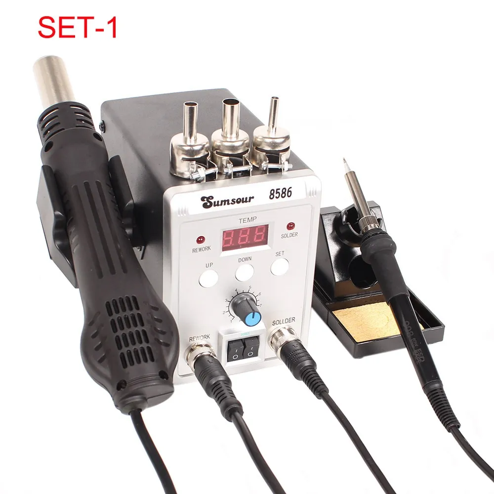 8586 760W 220V 2 in 1 Soldering Station Hot Air Gun SMD BGA Rework Desoldering Tools COM61,R21 - Image 2