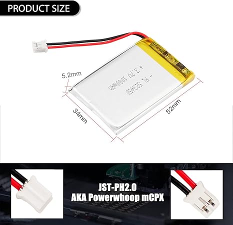 3.7V 1000mAh 523450 Lipo Battery COM53, R38 - Image 3