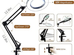 10X Magnifying Glass with Light and Clamp COM63